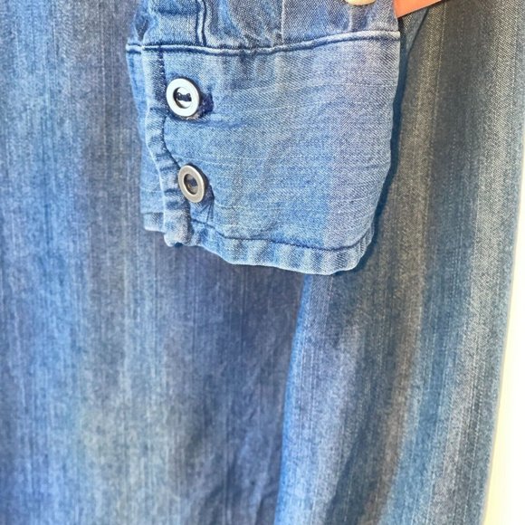 Maurices Lace Up Chambray Shirt Dress Womens XS Pockets Lightweight Roll Sleeve - Picture 5 of 9